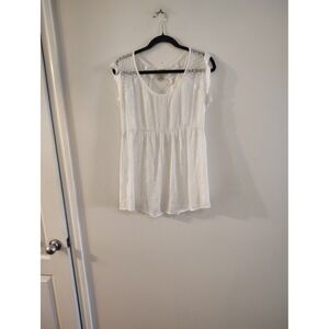 Eyelash Couture White Crochet Lace Babydoll Top Empire Waist Boho XL